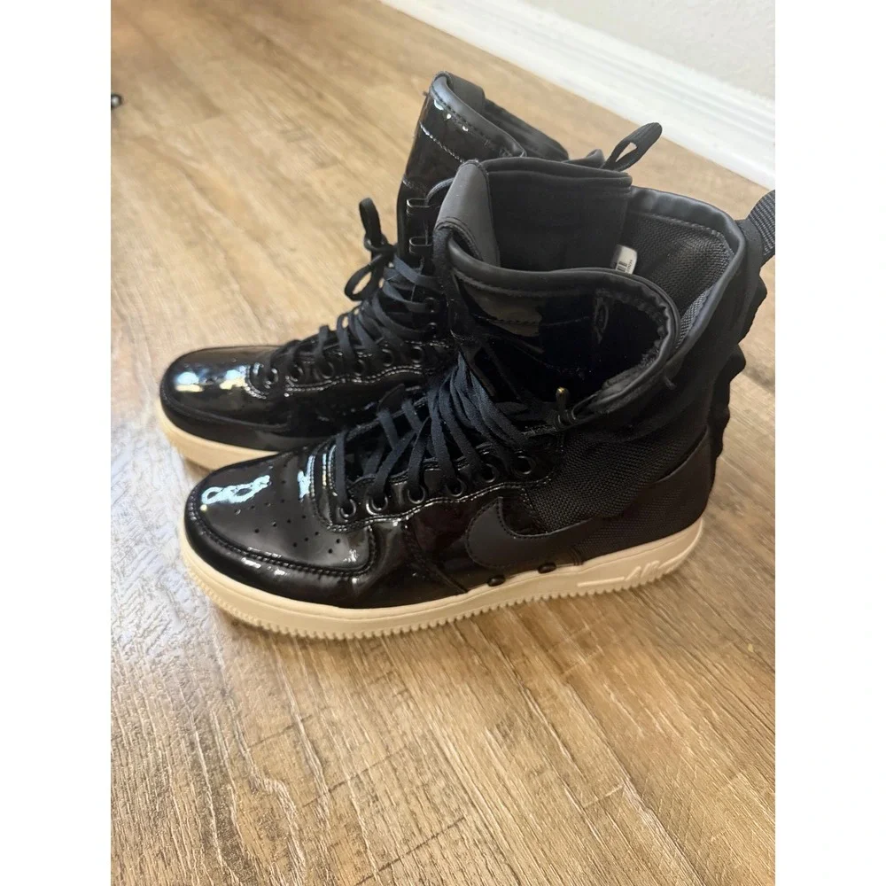 Nike SF Air Force 1 Hi Black Patent Leather AJ0963-001 Womens Size 9 Sneakers
